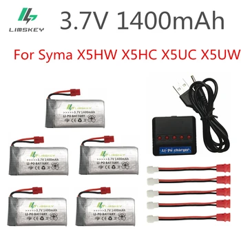 Limskey 3,7 V 1400mAh LiPo Baterije za SYMA X5SW X5SC X5HW X5HC X5UW baterijo s Polnilnikom RC Brnenje 3,7 V: 1400 mah Lipo Baterije