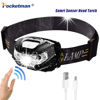 Pocketman Ultra Svetla LED Smerniki 5000LM Senzor Gibanja Žaromet za ponovno Polnjenje Glavo Svetilka Mini Luč s 5 Načini Multifuction