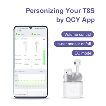QCY T8S Brezžične Bluetooth Slušalke , Semi-V-Uho Gaming Slušalke Z Vrsto-c Vmesnik