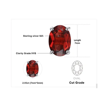 JewelryPalace 2ct Ovalne Resnično Granat Stud Uhani 925 Sterling Srebrni Uhani Za Ženske korejski Earings Modni Nakit 2021