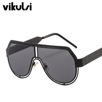 Črna Pilotni sončna Očala Moški Ženske Retro Prevelik Krog sončna Očala Luksuzni Enem Kosu Očala Moških Oculos Feminino Veliko Odtenkov UV400