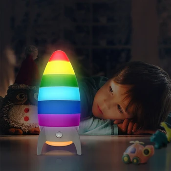 USB/AAA Baterija Napaja Raketa Lučka Pisane Risanka LED Nočna Lučka Baby Nego lučka Za Spalnica Dekoracijo Otrok Darilo