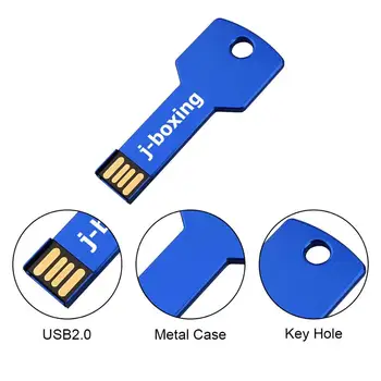 J-boks USB Flash Drive Kovinski Ključ Obliko 32GB 64GB Palec Pero Pogon USB Memory stick 8GB 16GB Pendrives Računalnik Tablični Barvita
