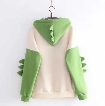 Ženske Hoodies Moda Za Ženske Priložnostne Tiskanja Dolg Rokav Splice Dinozaver Majica Vrhovi Sweatshirts