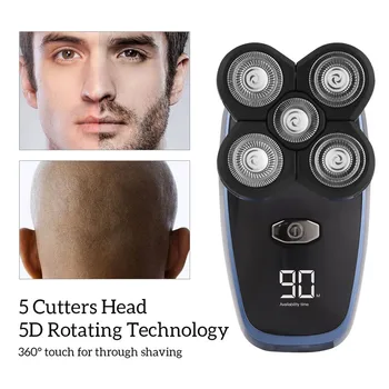 CkeyiN Električni Brivnik Moški 5 V 1 Brada, Nos HairTrimmer 5D Plavajoče Rotacijski Britev za Nego Obraza, Čiščenje Krtačo za ponovno Polnjenje