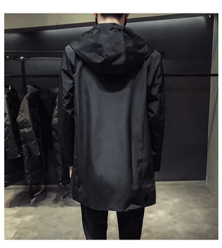 Nove Moške Črne Jarek Plašč Hooded Windbreaker Coats M-4XL Casual Moški Oblačila Windproof Outwear