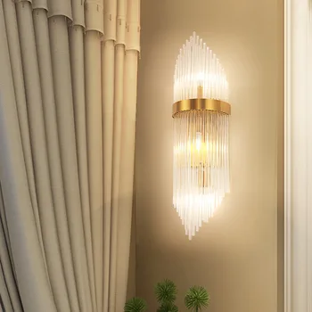 Sodobna svetlobno razkošje stenske svetilke steno dnevne sobe lučka preprost Ameriški metal kristalno lučka hotel spalnica postelji razsvetljave držalo