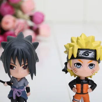 6pcs/set 3inch Anime Naruto Q različica Sasuke Uchiha Itachi Luo Številke PVC Igrač Lutka Model Collection