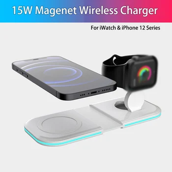 Zložljivi Magnet Duo Brezžični Polnilnik Za iWatch Za iphone 12 Serije Prenosne Magnetne Hitro Polnjenje Polnjenje US UK EU Plug