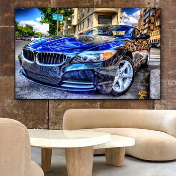 BMW Wall Art Car Vozil Plakati Auto, Plakati, Platna Prihodnje Dirke Avto Umetnine BMW Sliko Cuadros Dekoracijo za dnevno Sobo