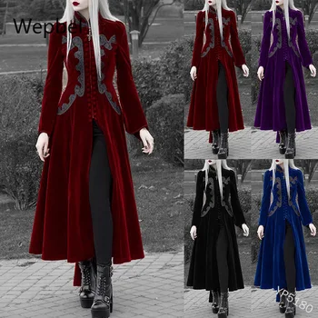 WEPBEL Ženske Plus Velikost Cinched Obleko Barva Banket Temperament Obleko z Dolgimi Rokavi Srednjeveški Retro Visoko Pasu Obleko