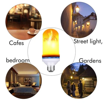 Vroč Plamen žarnice, LED plamen učinek žarnica 4 načini, E26 standard znanja, analogni dekorativne luči, za počitnice odlikovanje / hotel / bar