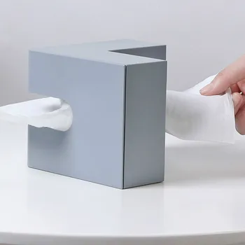 Plastični tkiva polje Ustvarjalne home office kotu Dvojno stranicami pladenj za papir namizje papirnato brisačo škatla za shranjevanje napkin imetnik MJ0704
