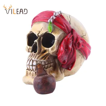 VILEAD 16 cm Smolo Obrti Kipi Skull Glave, ki ima Cev za Domačo Pisarno Pribor za Halloween Dekoracijo Slab Fant Lobanje Ornament