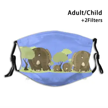 Slon Družino Design Proti Prahu Filter Stroj Masko Otroci Otrok Psa Igranje Dreves, Trave Fant Vrtu Sedi Pet Škotski Ovčarski Pes
