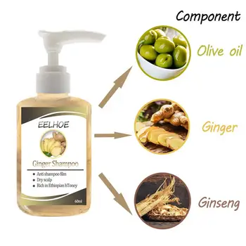 60ML Zdravljenje izpadanje Las, Ginger Šamponom Proti izpadanju Las Anti-prhljaj Olje-nadzor Lase Šampon za Ženske in Moške Popravila za Nego Las